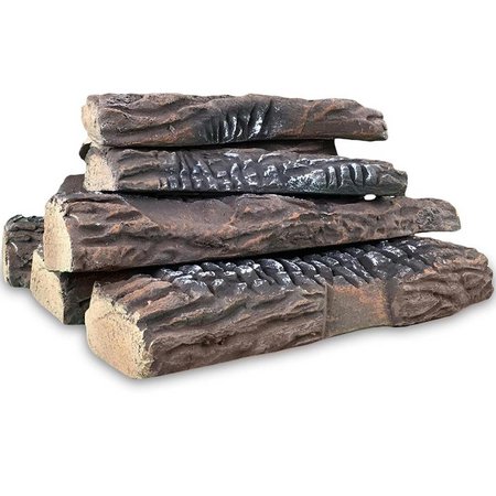 FLOWERS FIRST Ceramic Wood Large Gas Fireplace Logs - 10 Piece FL2641512
